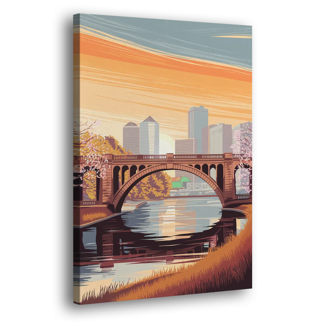 Minneapolis Iconic Stone Arch Bridge Side - Canvas Wall Art
