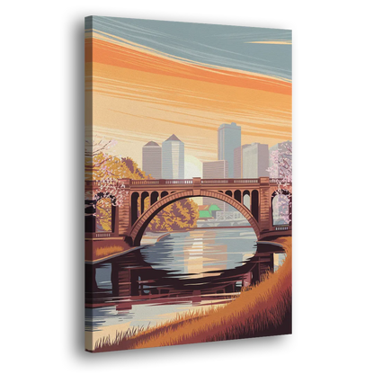 Minneapolis Iconic Stone Arch Bridge Side - Canvas Wall Art