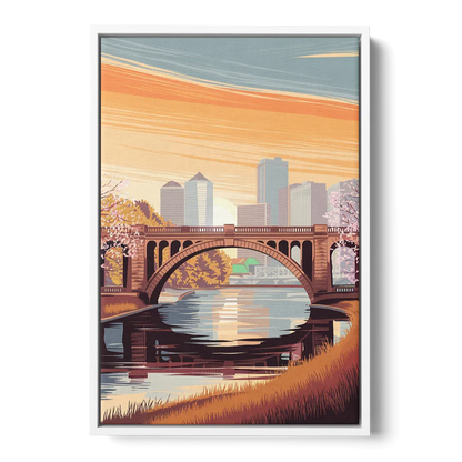 Minneapolis Iconic Stone Arch Bridge Front - White Canvas Wall Art