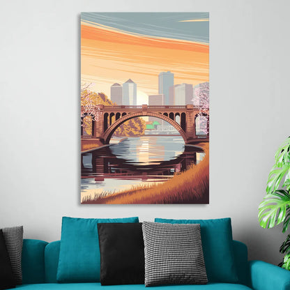 Minneapolis Iconic Stone Arch Bridge Sitting Room - Canvas Wall Art