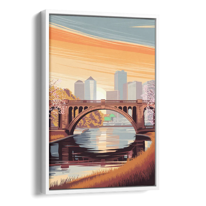 Minneapolis Iconic Stone Arch Bridge Side - White Canvas Wall Art