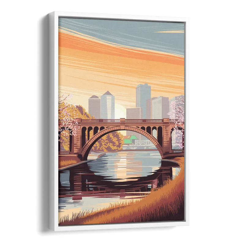 Minneapolis Iconic Stone Arch Bridge Side - White Canvas Wall Art