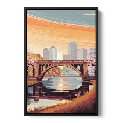 Minneapolis Iconic Stone Arch Bridge Front - Black Canvas Wall Art