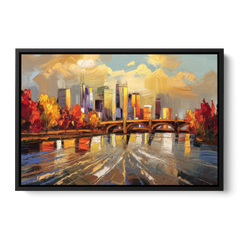 Minneapolis Mississippi River View - Black Framed Canvas Wall Art - Front