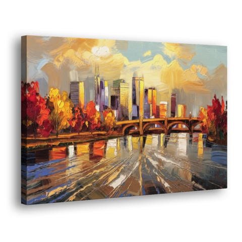Minneapolis Mississippi River View - Canvas Wall Art - Side