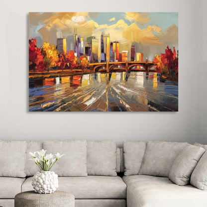Minneapolis Mississippi River View Sitting Room - Canvas Wall Art