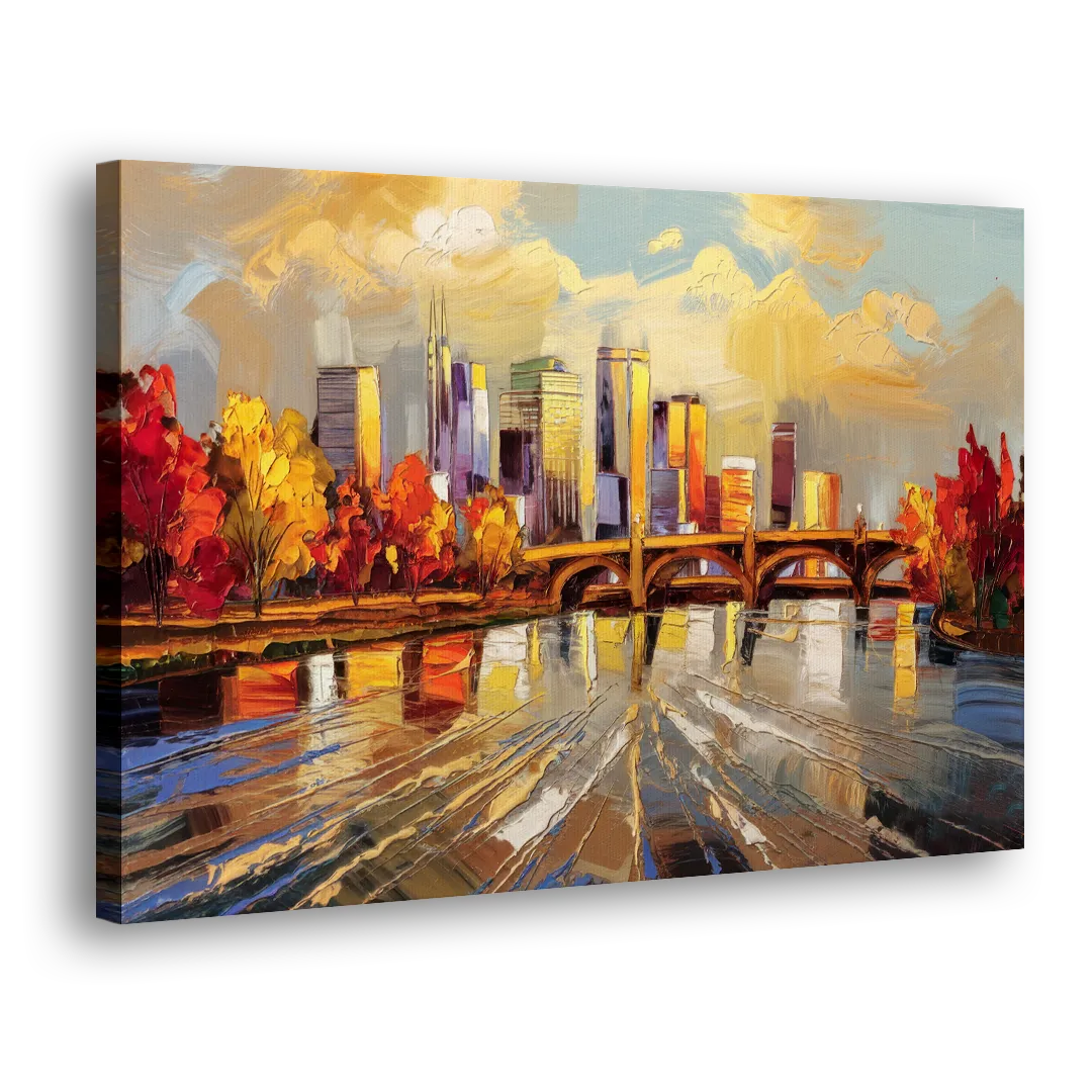Minneapolis Mississippi River View Side - Canvas Wall Art
