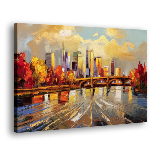 Minneapolis Mississippi River View Side - Canvas Wall Art
