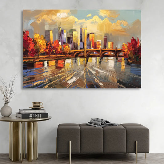 Minneapolis Mississippi River View Living Room - Canvas Wall Art
