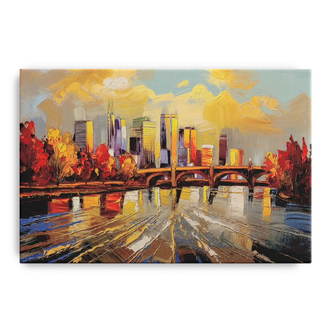 Minneapolis Mississippi River View Front - Canvas Wall Art