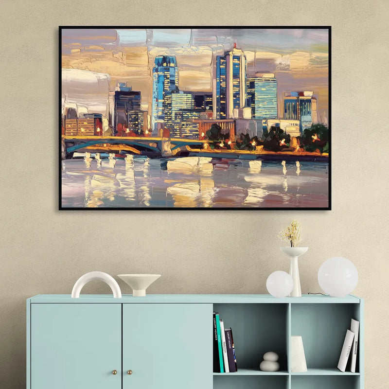 Minneapolis Modern Architectural Beauty Living Room - Black Canvas Wall Art