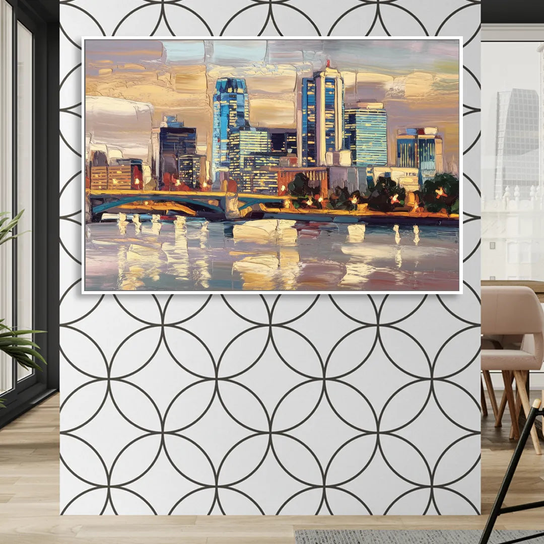 Minneapolis Modern Architectural Beauty Living Room - White Canvas Wall Art