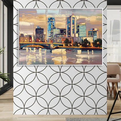 Minneapolis Modern Architectural Beauty Living Room - White Canvas Wall Art