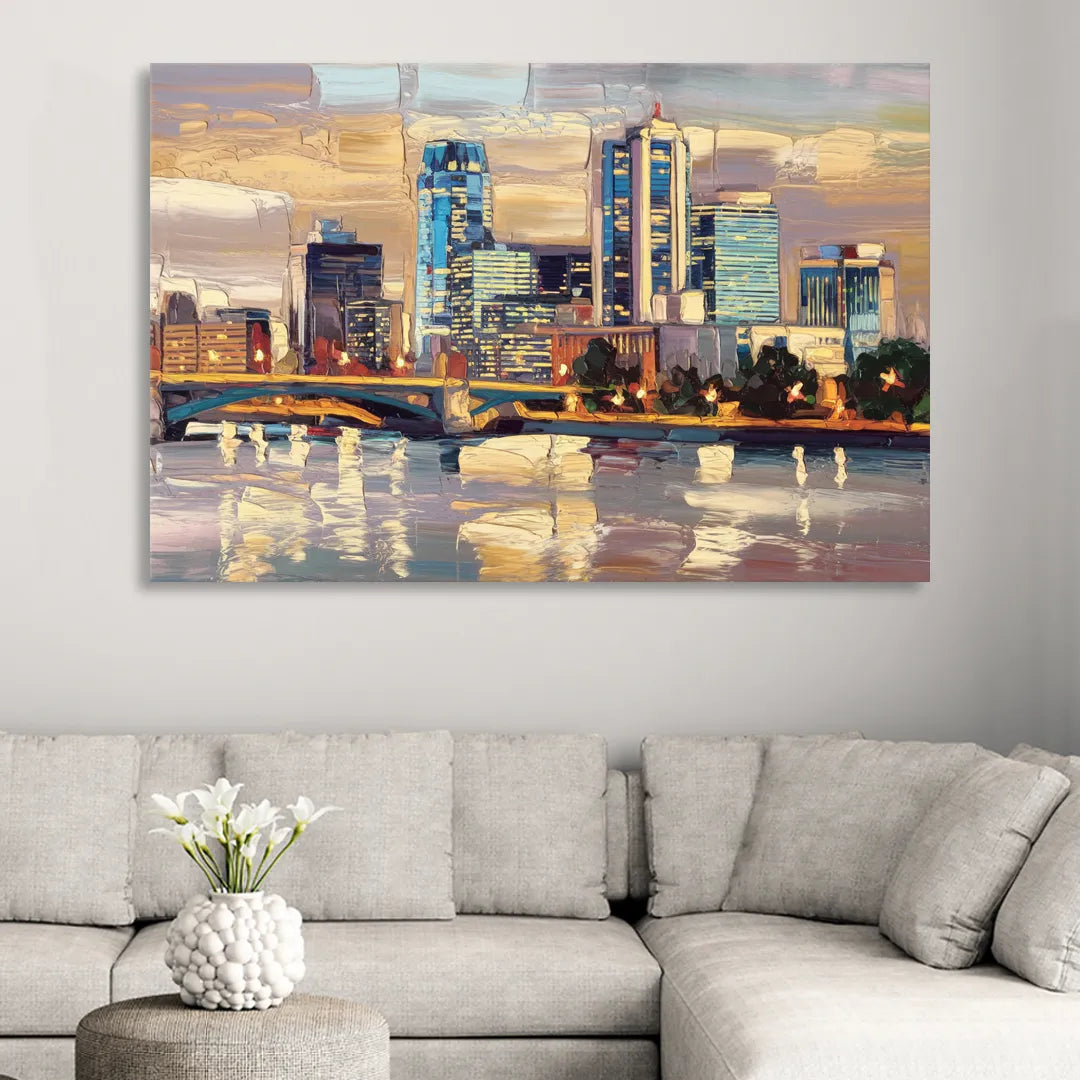 Minneapolis Modern Architectural Beauty Living Room - Canvas Wall Art