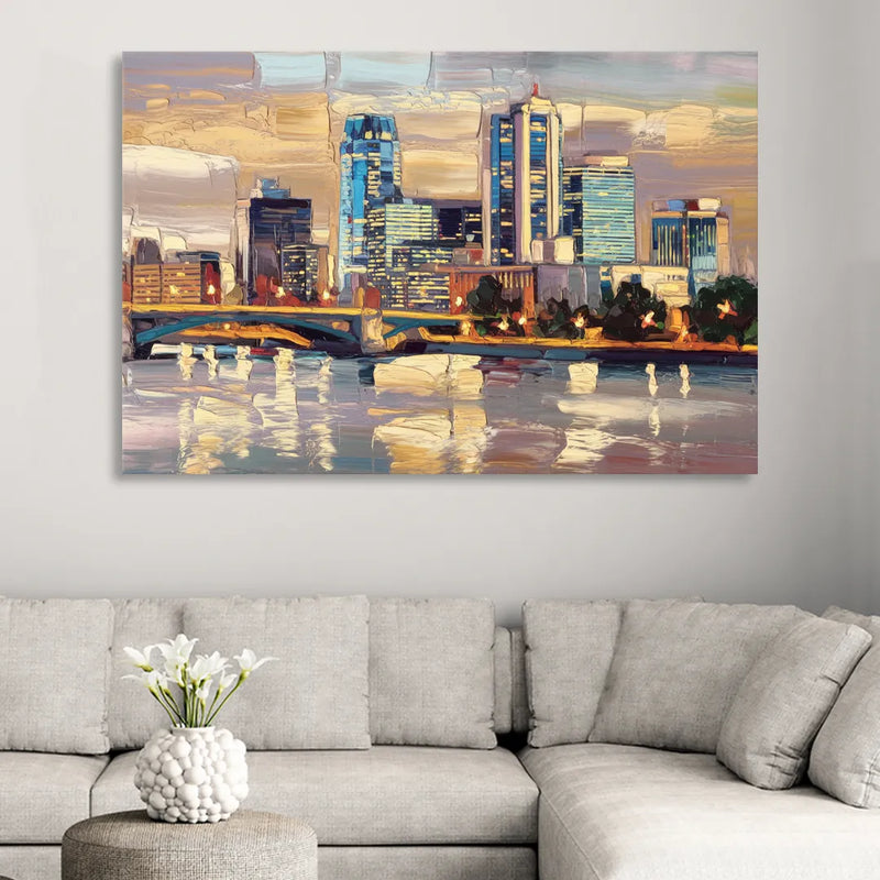 Minneapolis Modern Architectural Beauty Living Room - Canvas Wall Art