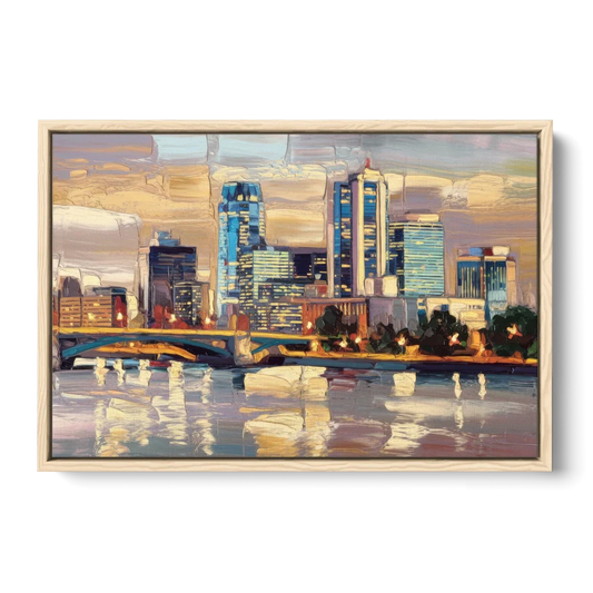 Minneapolis Modern Architectural Beauty - Oak Framed Canvas Wall Art - Front
