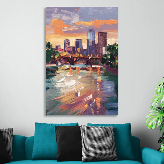 Minneapolis Scenic Riverfront Living Room - Canvas Wall Art