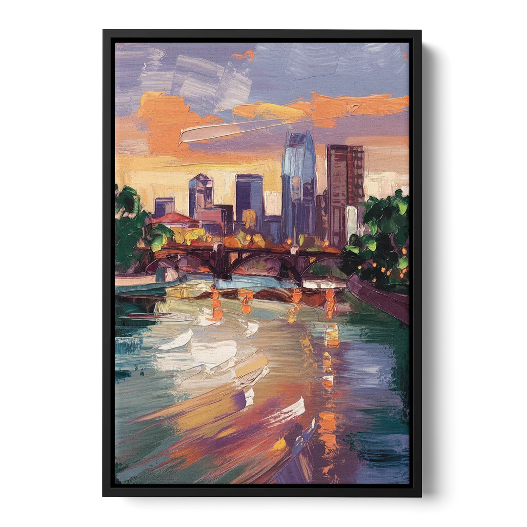 Minneapolis Scenic Riverfront Front - Black Canvas Wall Art