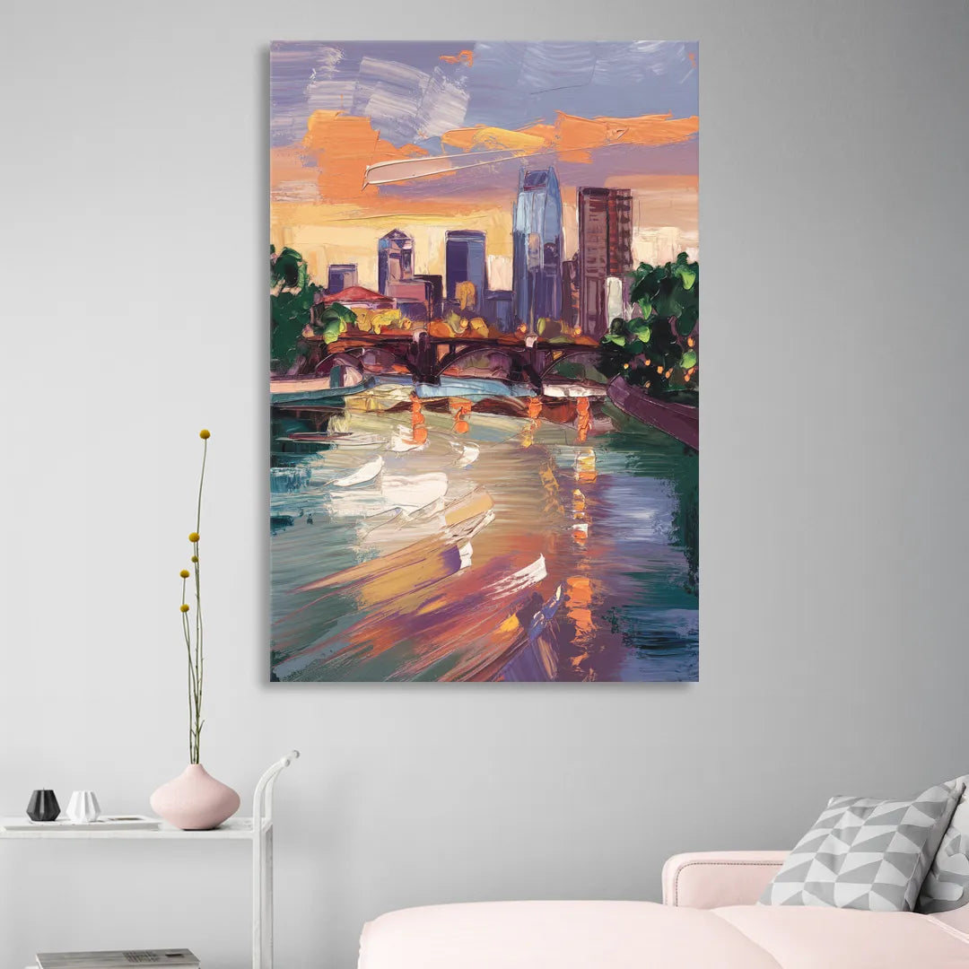 Minneapolis Scenic Riverfront Sitting Room - Canvas Wall Art