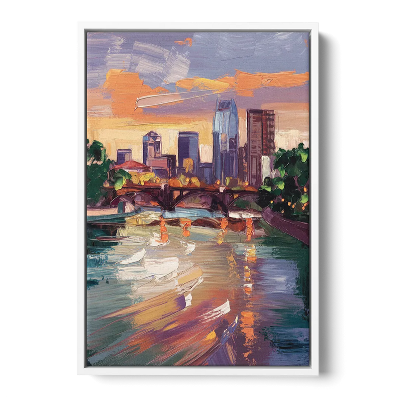 Minneapolis Scenic Riverfront Front - White Canvas Wall Art