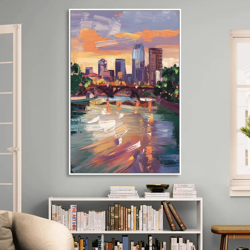 Minneapolis Scenic Riverfront Living Room - White Canvas Wall Art