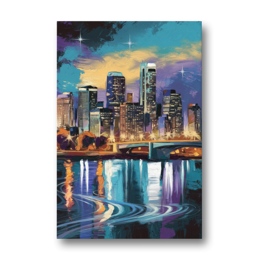 Minneapolis Urban Skyline Reflection - Canvas Wall Art - Front