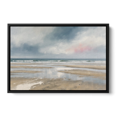 Mirrored Tide Pools at Low Tide Above the Headboard - Black Framed Canvas Wall Art - Front