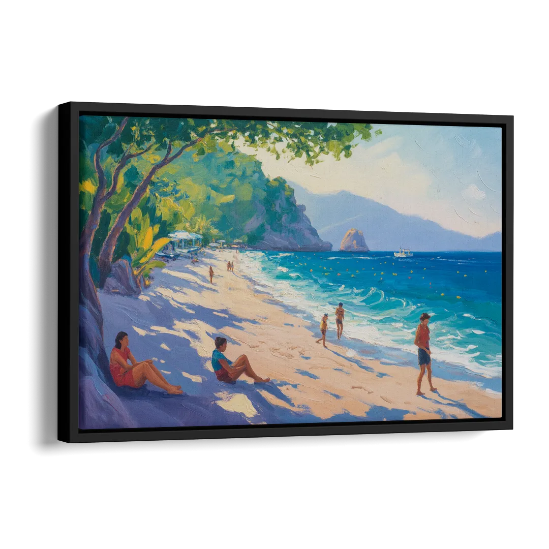 Mismaloya Beach View Side - Black Canvas Wall Art