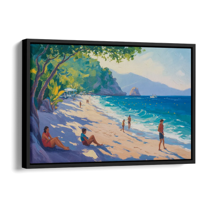Mismaloya Beach View Side - Black Canvas Wall Art