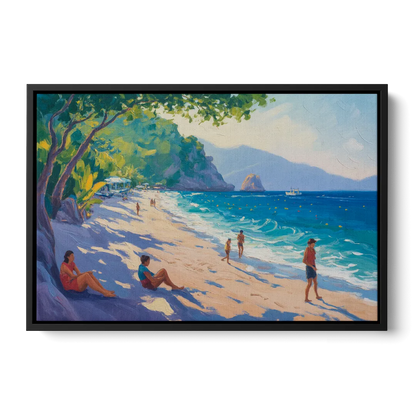 Mismaloya Beach View Front - Black Canvas Wall Art