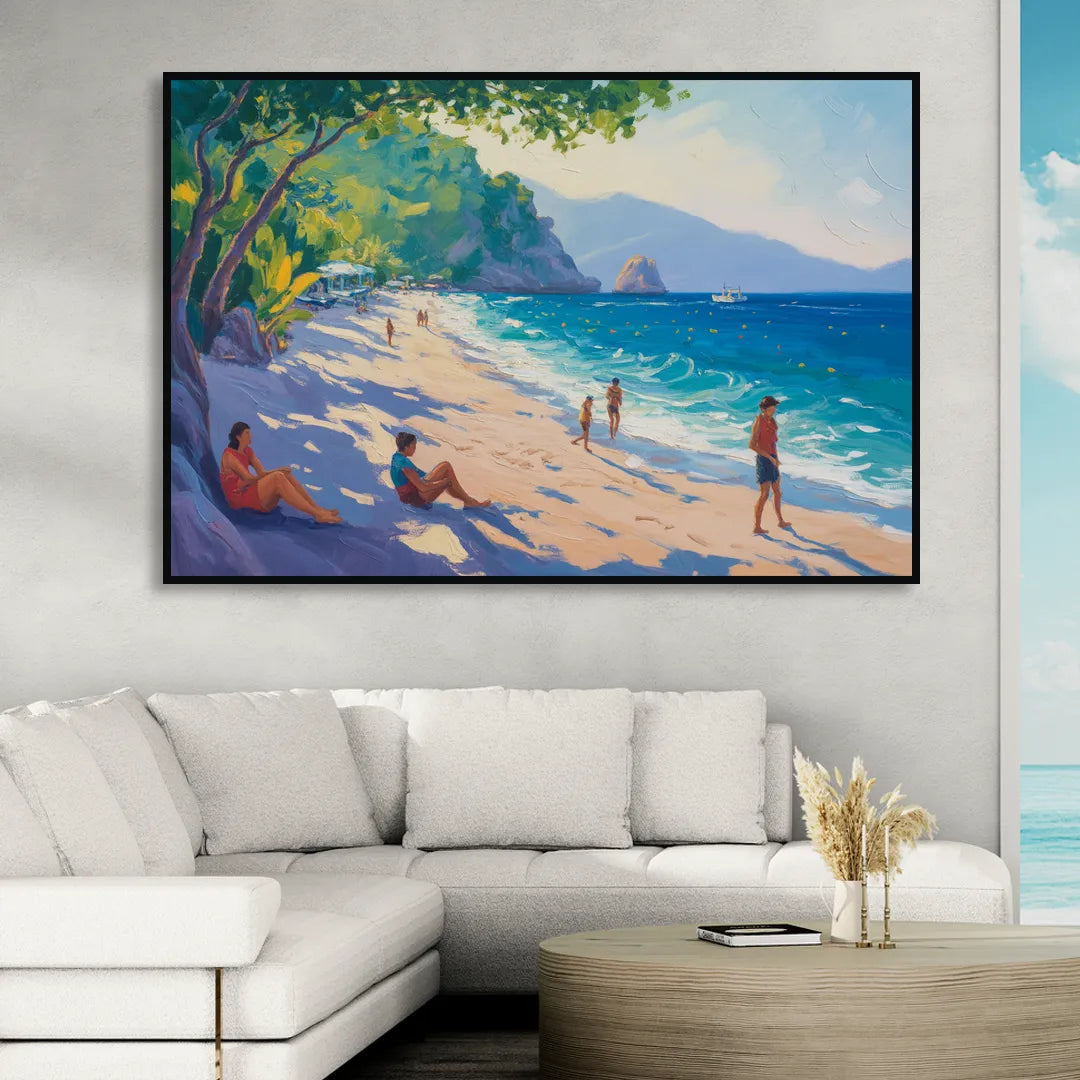 Mismaloya Beach View Sitting Room - Black Canvas Wall Art