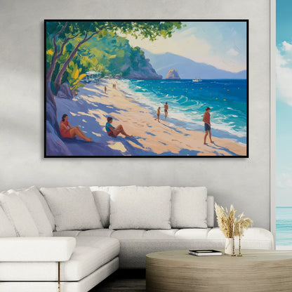Mismaloya Beach View Sitting Room - Black Canvas Wall Art