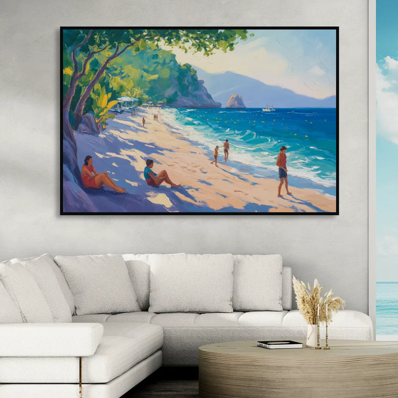 Mismaloya Beach View Sitting Room - Black Canvas Wall Art
