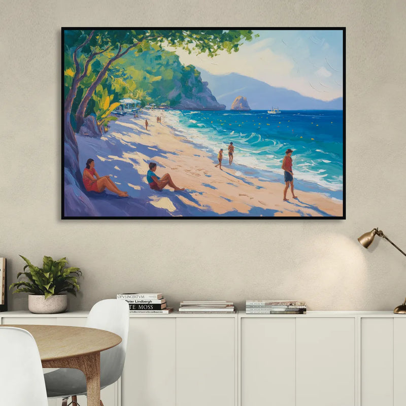 Mismaloya Beach View Living Room - Black Canvas Wall Art