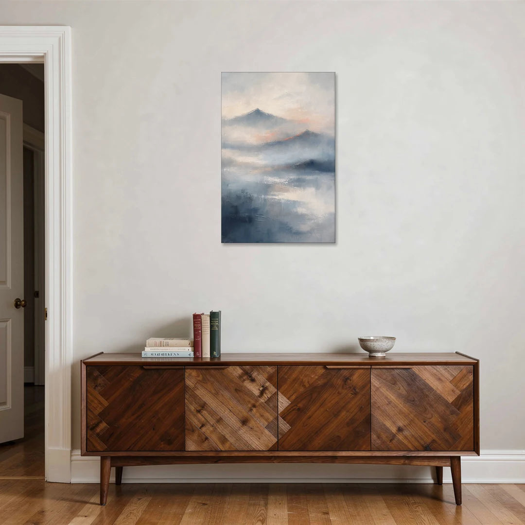 Misty Mountain Painting of Fading Summits - Canvas Wall Art - Coffee Table - 24x36