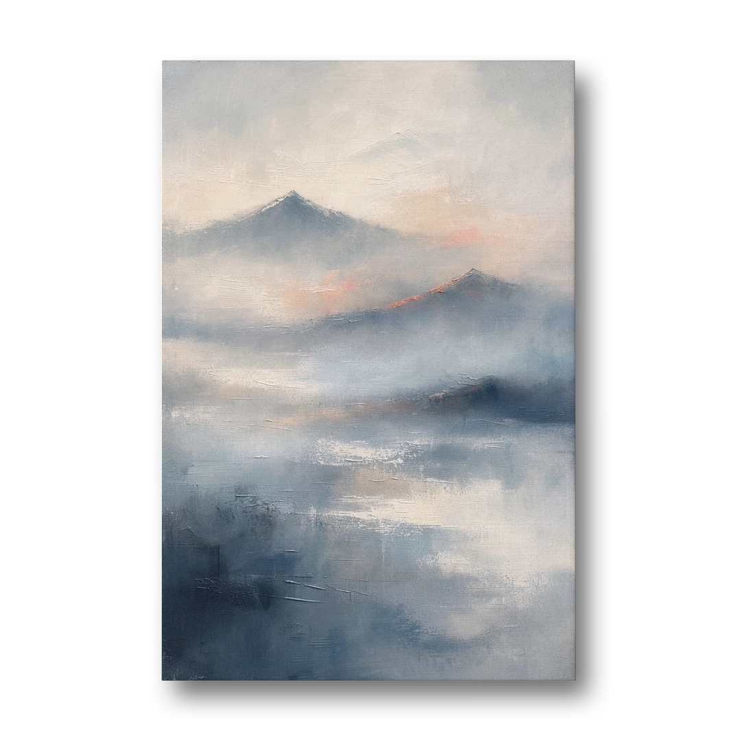 Misty Mountain Painting of Fading Summits - Canvas Wall Art - Front