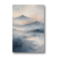 Misty Mountain Painting of Fading Summits - Canvas Wall Art - Front