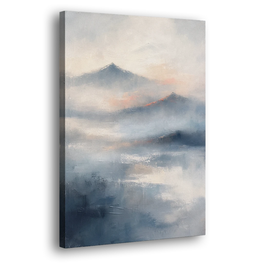 Misty Mountain Painting of Fading Summits - Canvas Wall Art - Side
