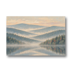 Misty Mountain Ridges at Dawn for the Bedroom - Canvas Wall Art - Front
