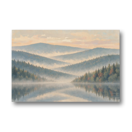 Misty Mountain Ridges at Dawn for the Bedroom - Canvas Wall Art - Front