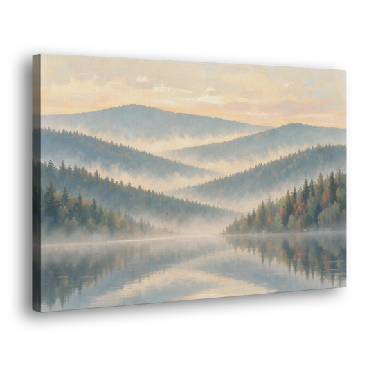 Misty Mountain Ridges at Dawn for the Bedroom - Canvas Wall Art - Side