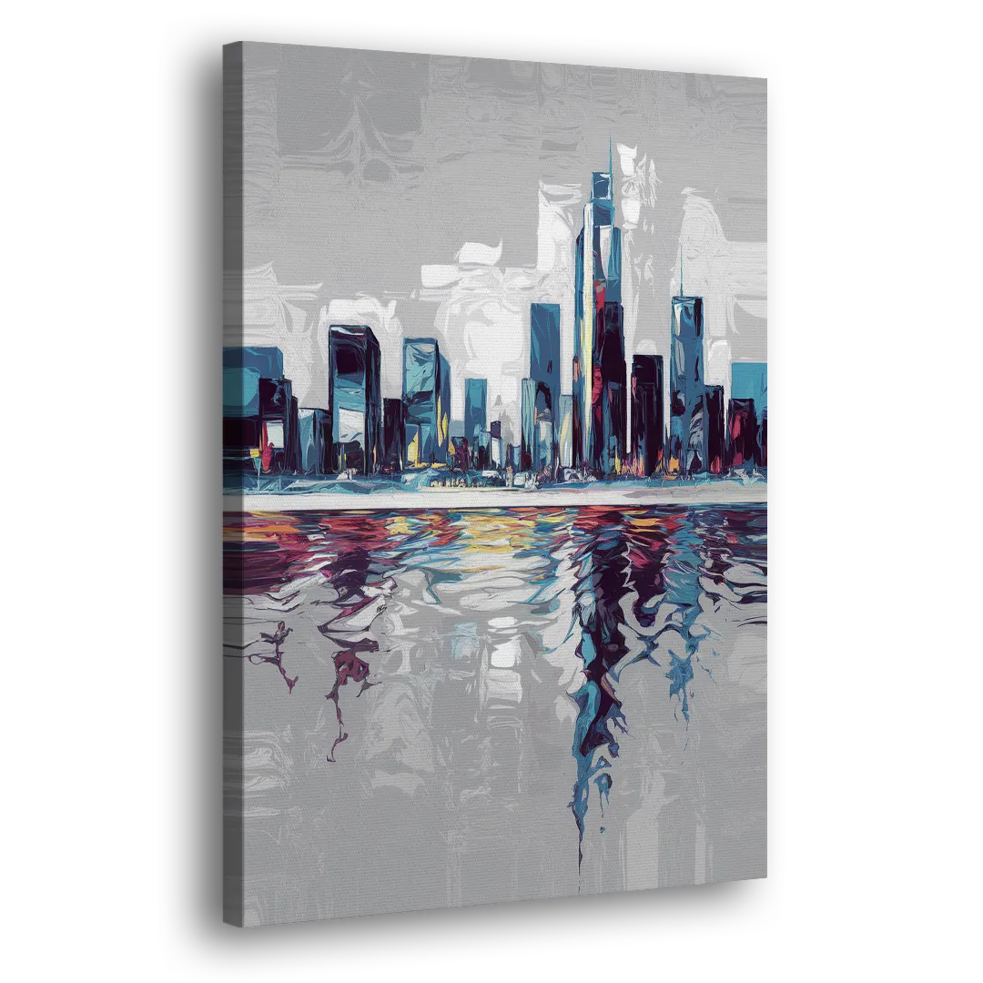 Mobile Abstract Cityscape Side - Canvas Wall Art