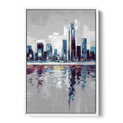 Mobile Abstract Cityscape Front - White Canvas Wall Art