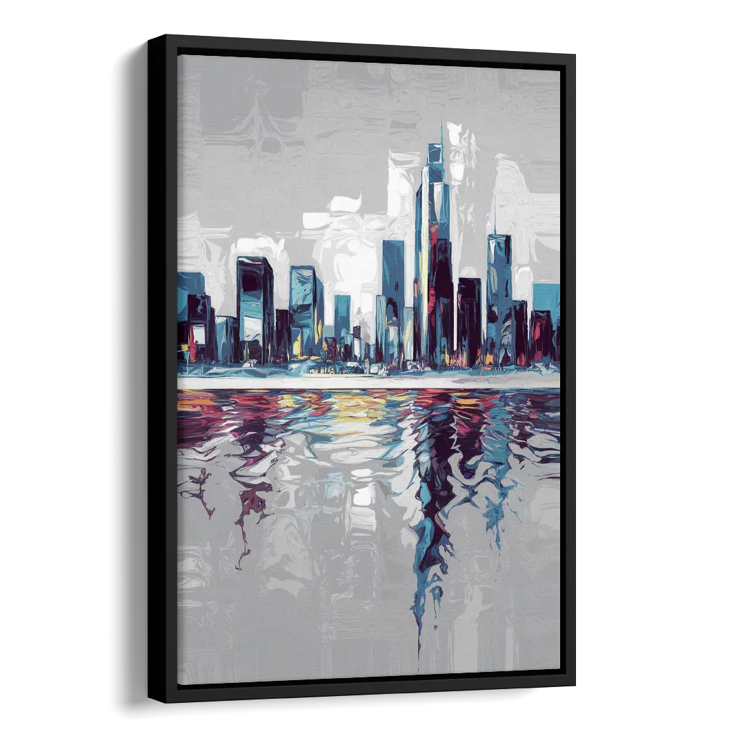 Mobile Abstract Cityscape Side - Black Canvas Wall Art