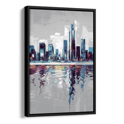 Mobile Abstract Cityscape Side - Black Canvas Wall Art