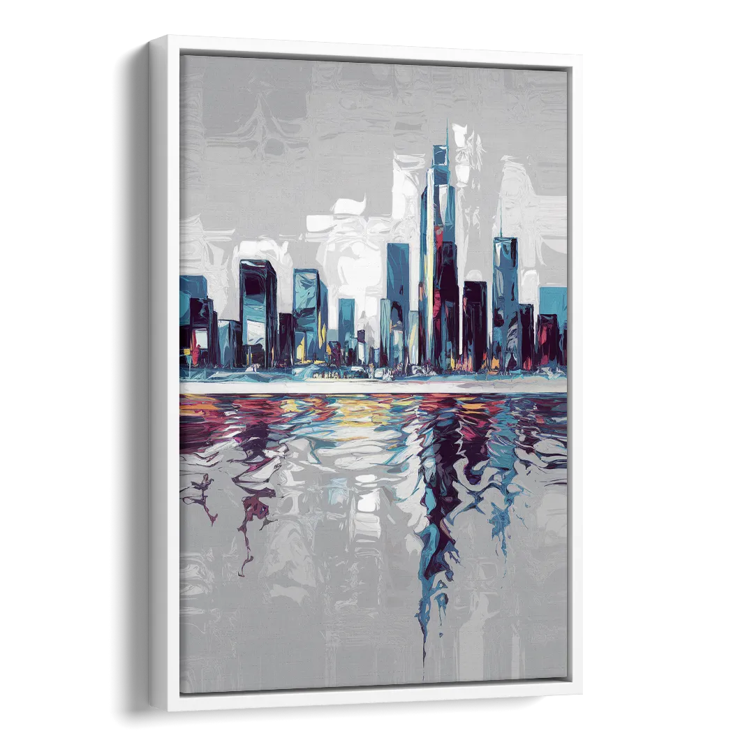 Mobile Abstract Cityscape Side - White Canvas Wall Art