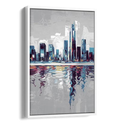 Mobile Abstract Cityscape Side - White Canvas Wall Art