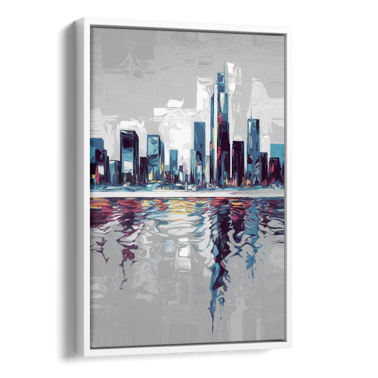 Mobile Abstract Cityscape Side - White Canvas Wall Art