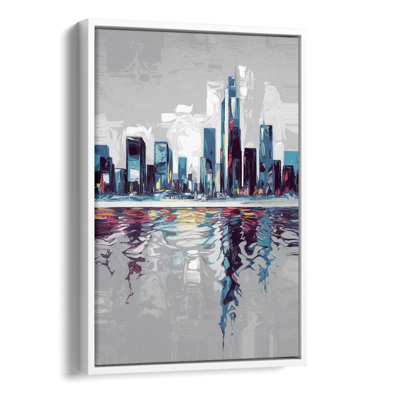 Mobile Abstract Cityscape Side - White Canvas Wall Art