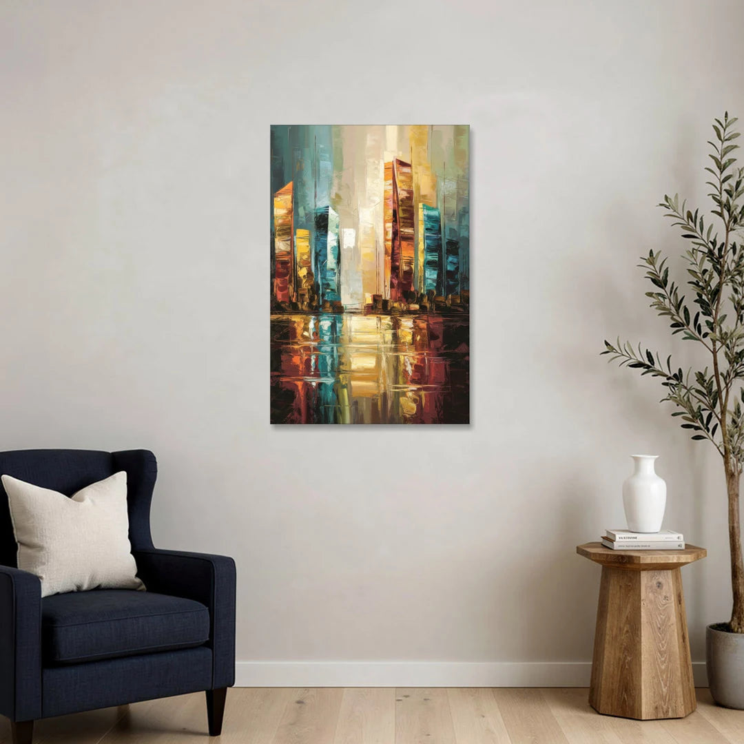 Mobile Abstract Cityscape Modern - Canvas Wall Art - Sofa - 24x36